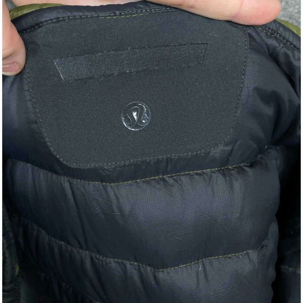 Lululemon Down For It All Hoodie Jacket Mens L Green Hooded Quilted Puffer Zip